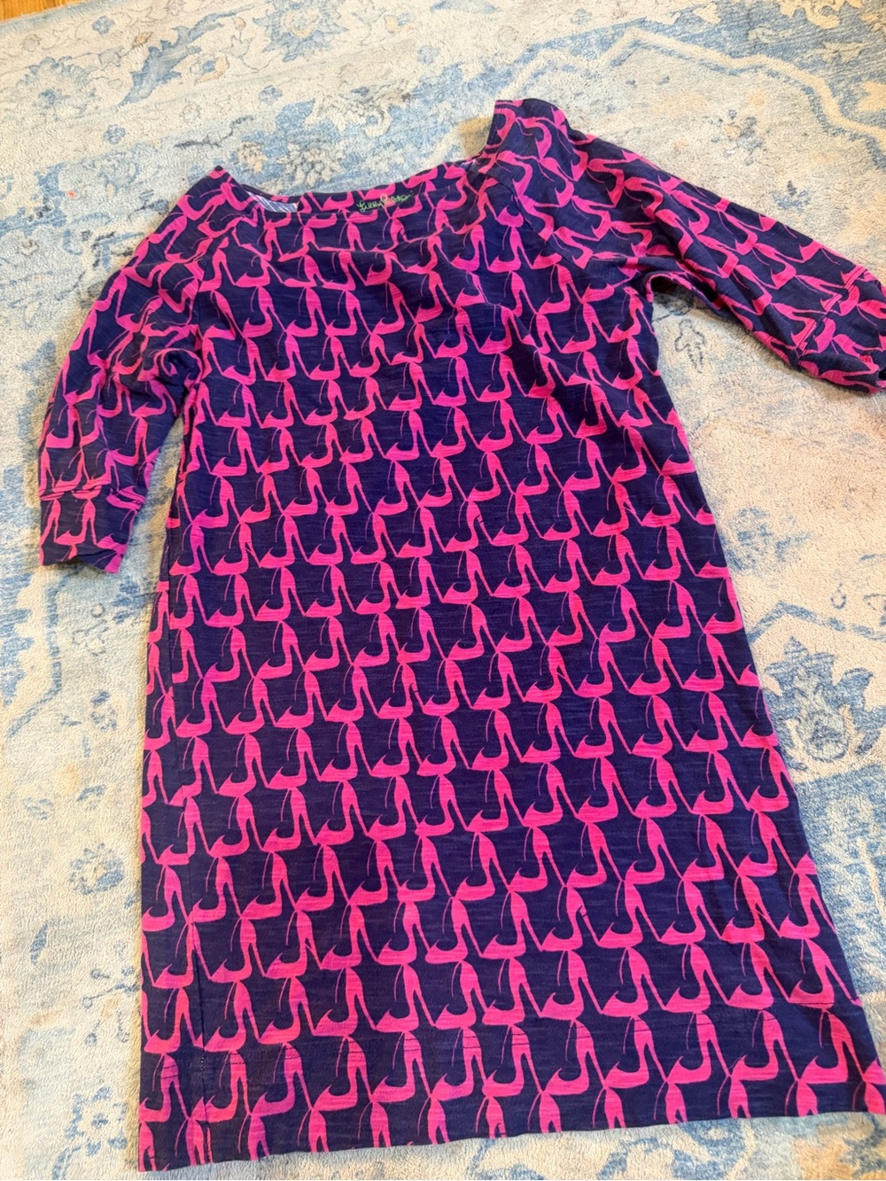Lilly Pulitzer Navy and Hot Pink Patterned Shift Dress